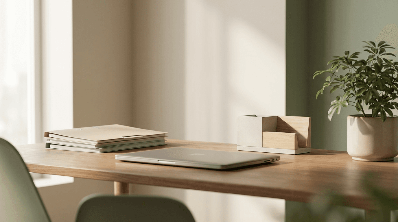 Organized workspace with legislative resources and documents