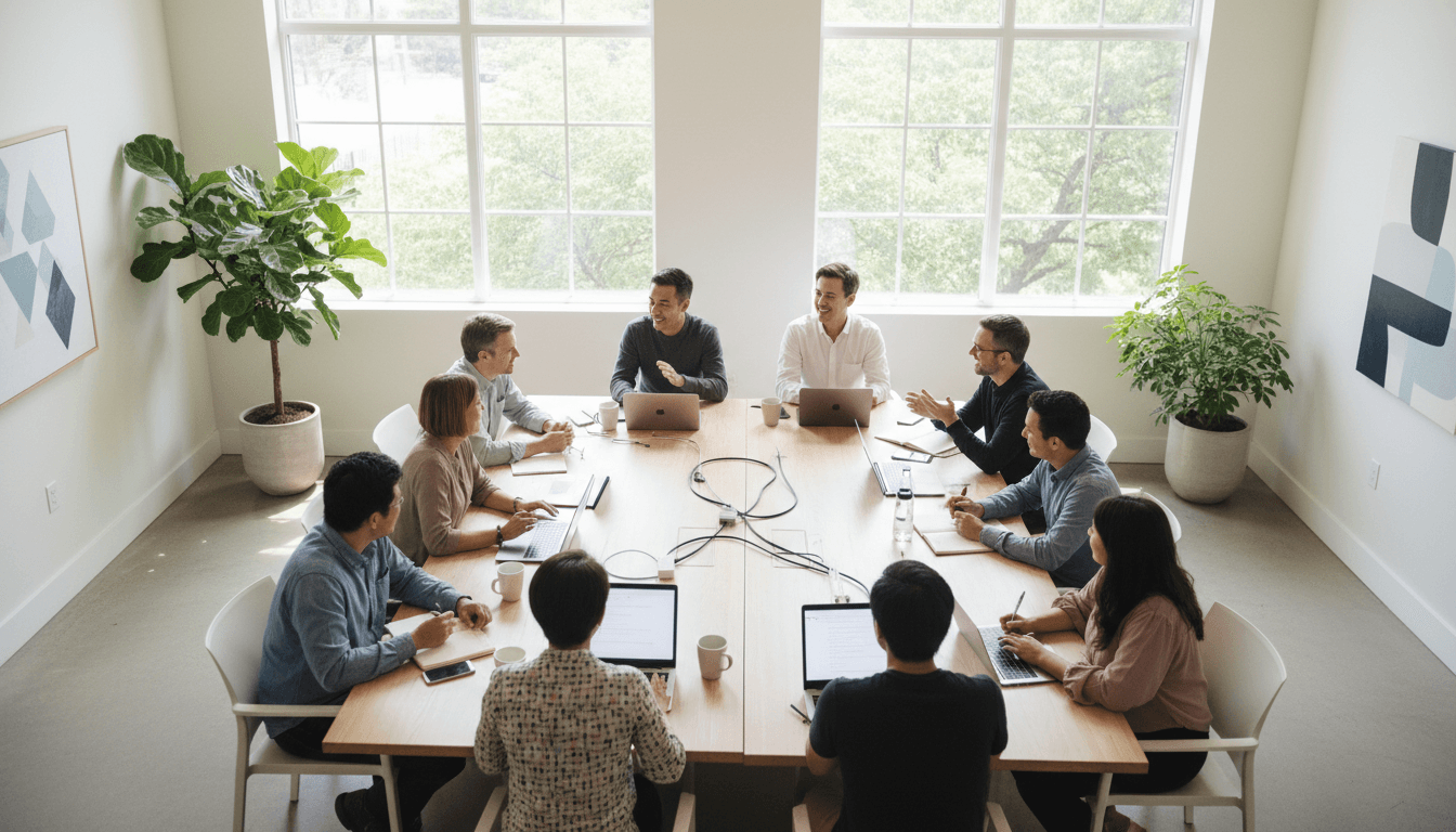 Diverse group collaborating on advocacy initiative